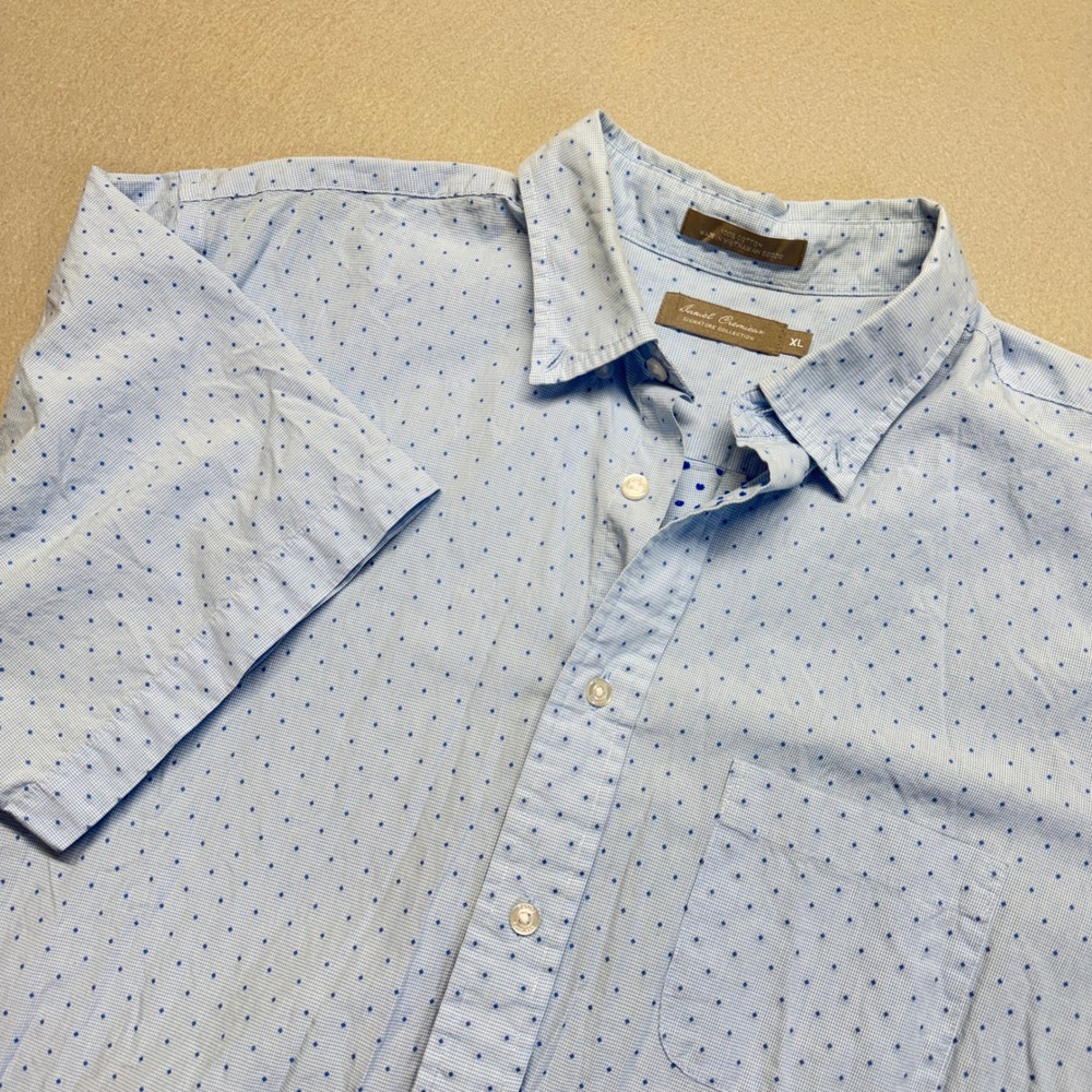 Daniel Cremieux Signature Collection Mens XL Blue Diamond Print Cotton Shirt SS